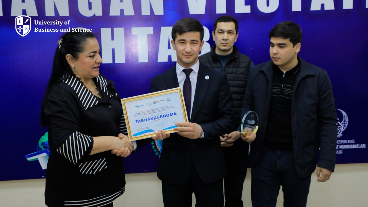  “University of Business and Science” Yoshlar yetakchisi taqdirlandi
